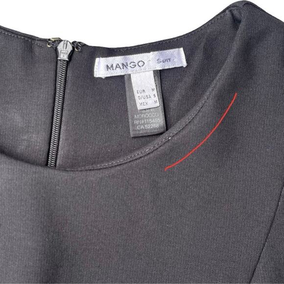 Mango Black Peplum Top Short Sleeve Round Neck Suit Collection - Size Small - Picture 8 of 15